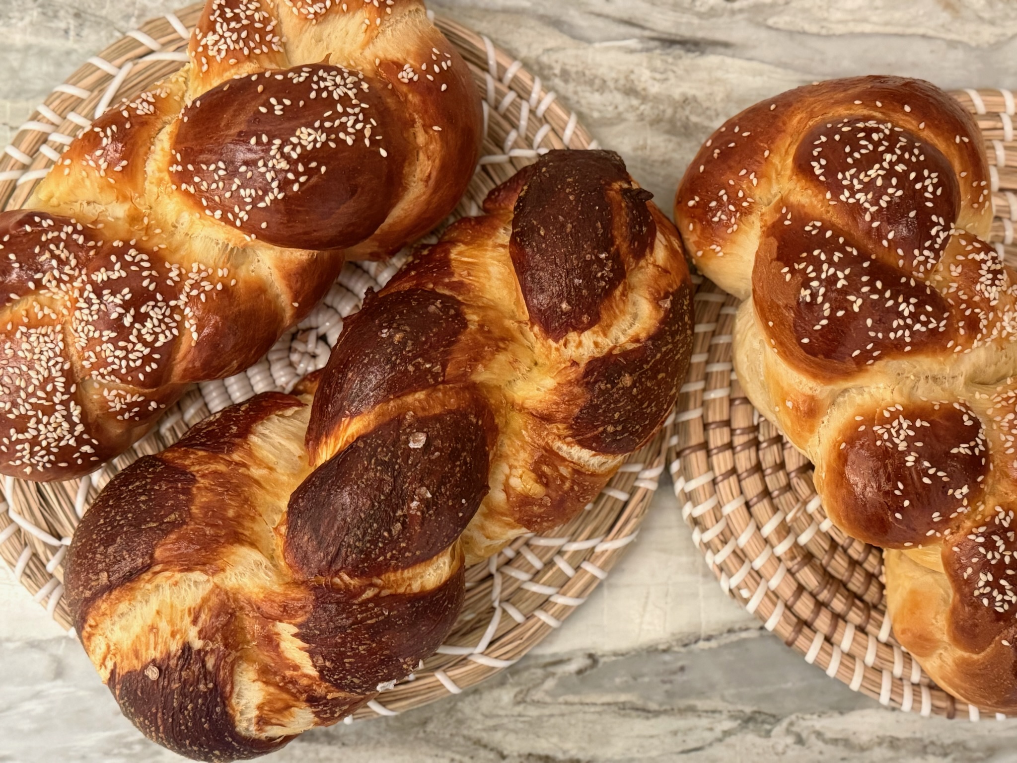 Challah on baskets